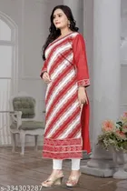 Chanderi Cotton Striped Kurti with Pant for Women 