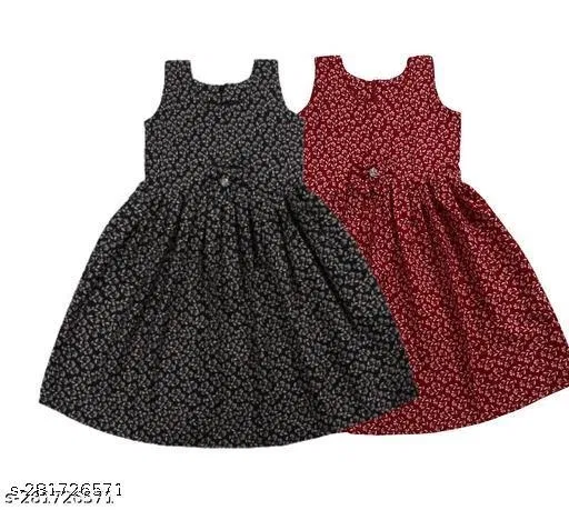 Frocks & Dresses for Girls (Maroon, 9-10 Years)
