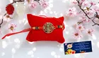 Metal Rakhi with Greeting Card & Roli Chawal 