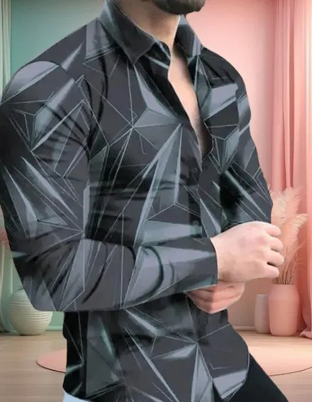 Printed Casual Shirts for Men (Grey, XL)
