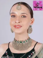 Mehandi Finish Golden Diamonds Bridal Choker Set for Women 