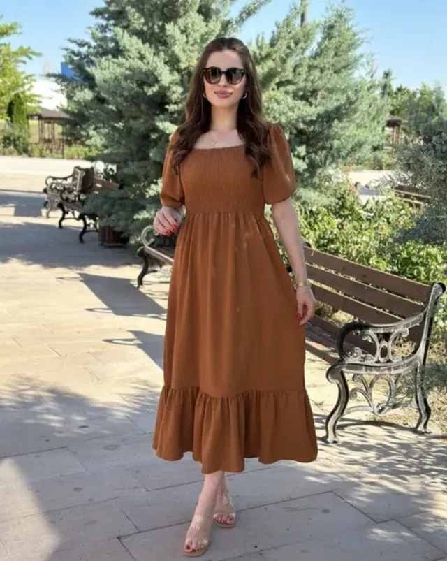 Solid Gown for Women (Brown, L)