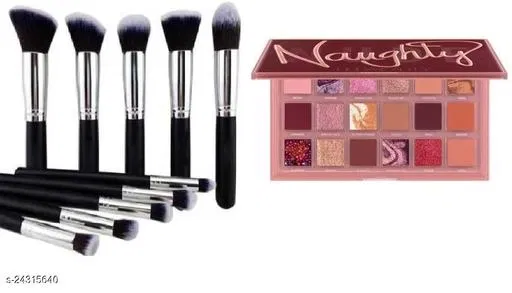 Makeup Brushes Set with Eye Shadow Palette, Multicolor, Set of 2