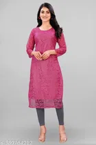 Net Kurti for Women,  Pink  