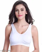 Viscose Spandex Sports Bra for Women, White 