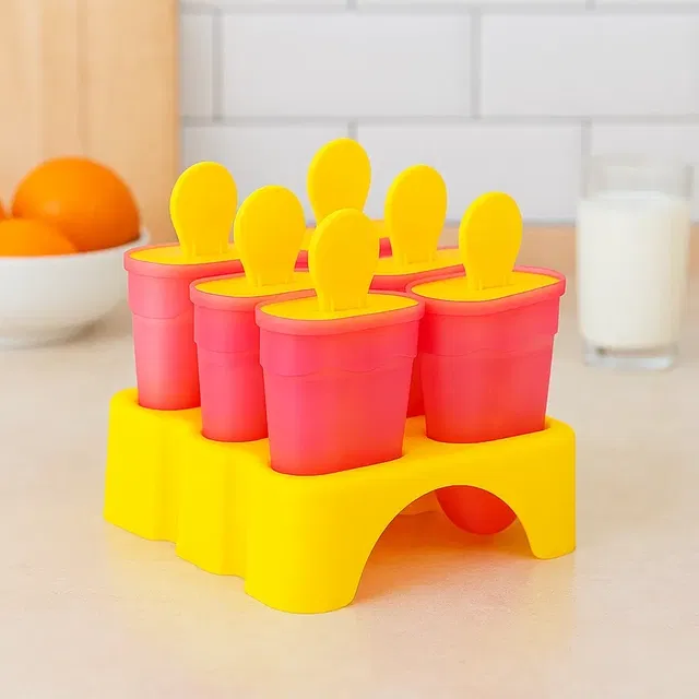 Ice Cream Moulds for Freezer (6 Set) Homemade Reusable Frozen Kulfi Tray (Assorted)