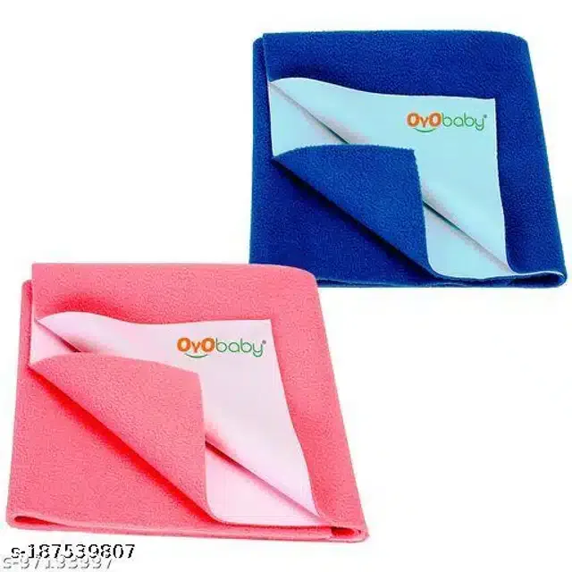 Cotton Mattress Protection Sheet (Blue & Pink, 28x20 inches) (Pack of 2)