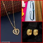 Combo of Alloy Pendant with Thread Bracelet & 1 Pair Earrings for Women 
