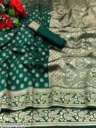 Linen Zari Woven Saree for Women 