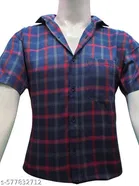Cotton Blend Checkred Shirt for Men, Blue 