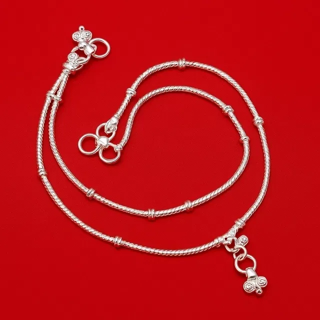Silver Plated Anklets for Women (Silver, Set of 1)