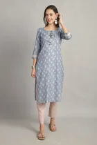 Cotton Printed Kurti with Bottom & Dupatta Set for Women 