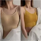 Cotton Blend Sports Bra Women, Mustard, Pack of 2 