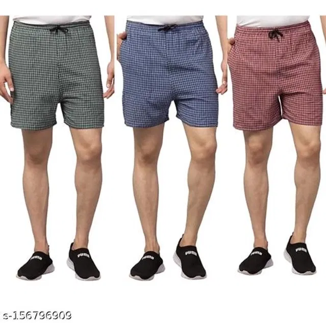 Cotton Shorts for Mens (Multicolor, 38) (Pack of 3)