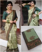 Jacquard Zari Woven Saree for Women (Mint Green, 6.3 m)