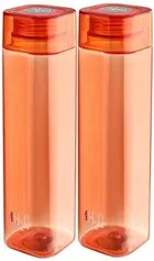 CELLO H2O Squaremate Unbreakable Plastic Water Bottle 1 Liter (Orange, Pack of 2)