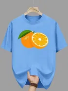 Polyester Printed Half Sleeves T-Shirts For Men, Light Blue 