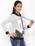 Cotton Blend Printed Hoodie for Girls 