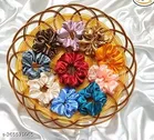 Multicolor Silk Scrunchies for Women, Pack of 12 