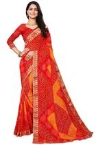 कानूड़ा फैंसी विमेंस जॉर्जेट फ्लावर प्रिंटेड साड़ी 