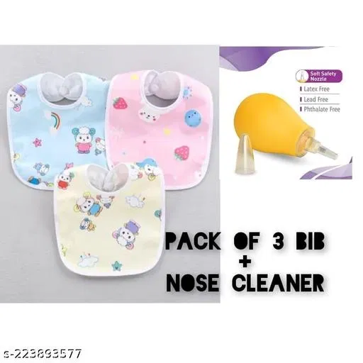 Combo Of 3 Waterproof Bib With Extra Soft Nose Cleaner