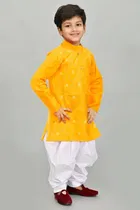 Cotton Embroidered Kurta with Patiyala Set for Boys 