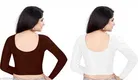 Lycra Ready Made Blouse for Women, Maroon & White, Pack of 2 