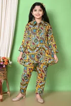 Rayon Printed Kurti with Pyjama for Girls 