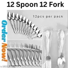 Stainless Steel 12 Pcs Spoons with 12 Pcs Forks 