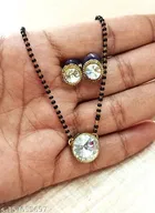 Alloy Mangalsutra With Earring for Women, Black