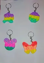 Plastic Poppet Keychains (Multicolor, Pack of 4)