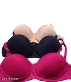 Hosiery Solid Bra for Women & Girls, Multicolour, Pack of 3 