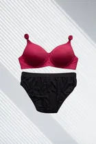 Full Coverage Wireless Padded Bra and Hot Panty Set for Women, Pack of 2 