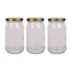 Afast Air Tight Kitchen Storage 1100 Ml long Glass Jar with Gold lid -Pack of 2