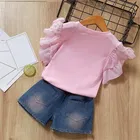 Cotton Blend Printed Clothings Set for Girls 