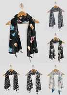 Chiffon Scarves for Women, Multicolor, Pack of 6