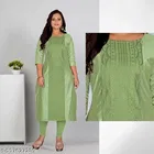 Solid Embroidered Cotton Silk Kurti for Women 