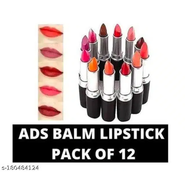 ADS Lip Balm cum Lipsticks (Multicolor, Pack of 12)