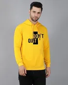 Fleece Printed Hoodie for Men, Yellow 
