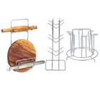 Stainless Steel Cup Stand Cup Holder & Glass Stand & Chakla Belan Stand For Kitchen (Set of 3) (OC-045)