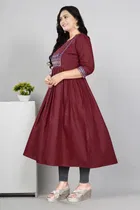 Zari Embroidered Cotton Blend Anarkali Kurti for Women 