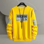 Fleece Printed Sweatshirt for Men (Yellow, M)