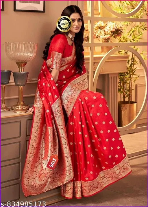 Zari Woven Kanjeevaram Saree for Women (Red, Free Size)