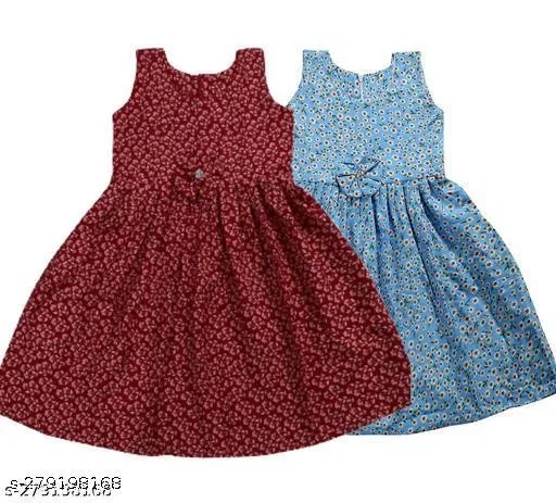Pack Of 2 Frocks & Dresses for Girls (Maroon, 11-12 Years)