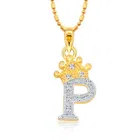 Vighnaharta Alloy Royal Crown 'P' Letter Gold & Rodium Plated Pendant With Chain For Unisex 