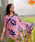 Georgette Printed Saree for Women, Pink 