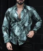 Lycra Full Sleeves Printed Shirt for Men (Multicolor, S)