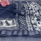 Linen Printed Saree for Women, Multicolor 