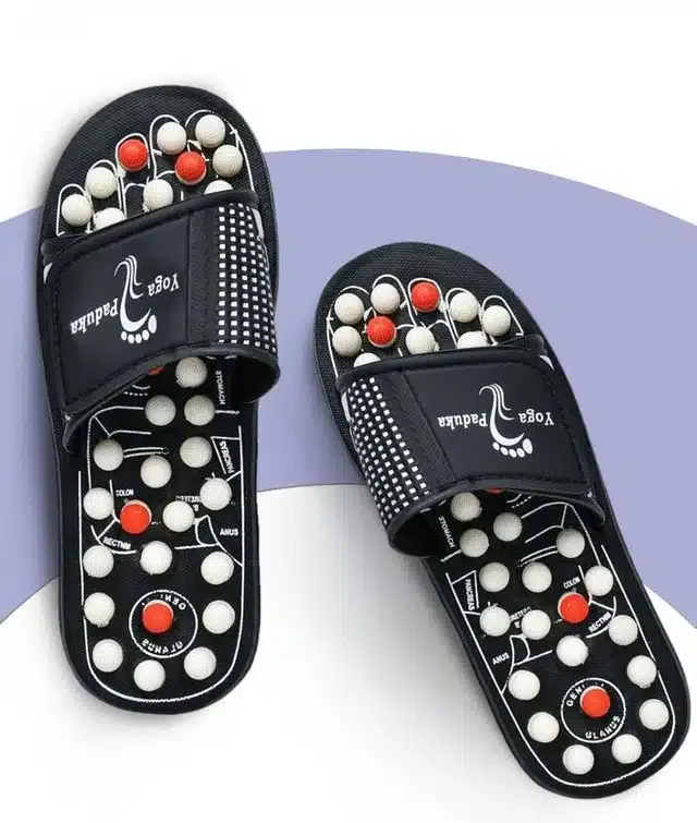 Acupressure Slippers for Unisex (Black, 7)