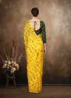 Art Silk Printed Saree for Women, Yellow 